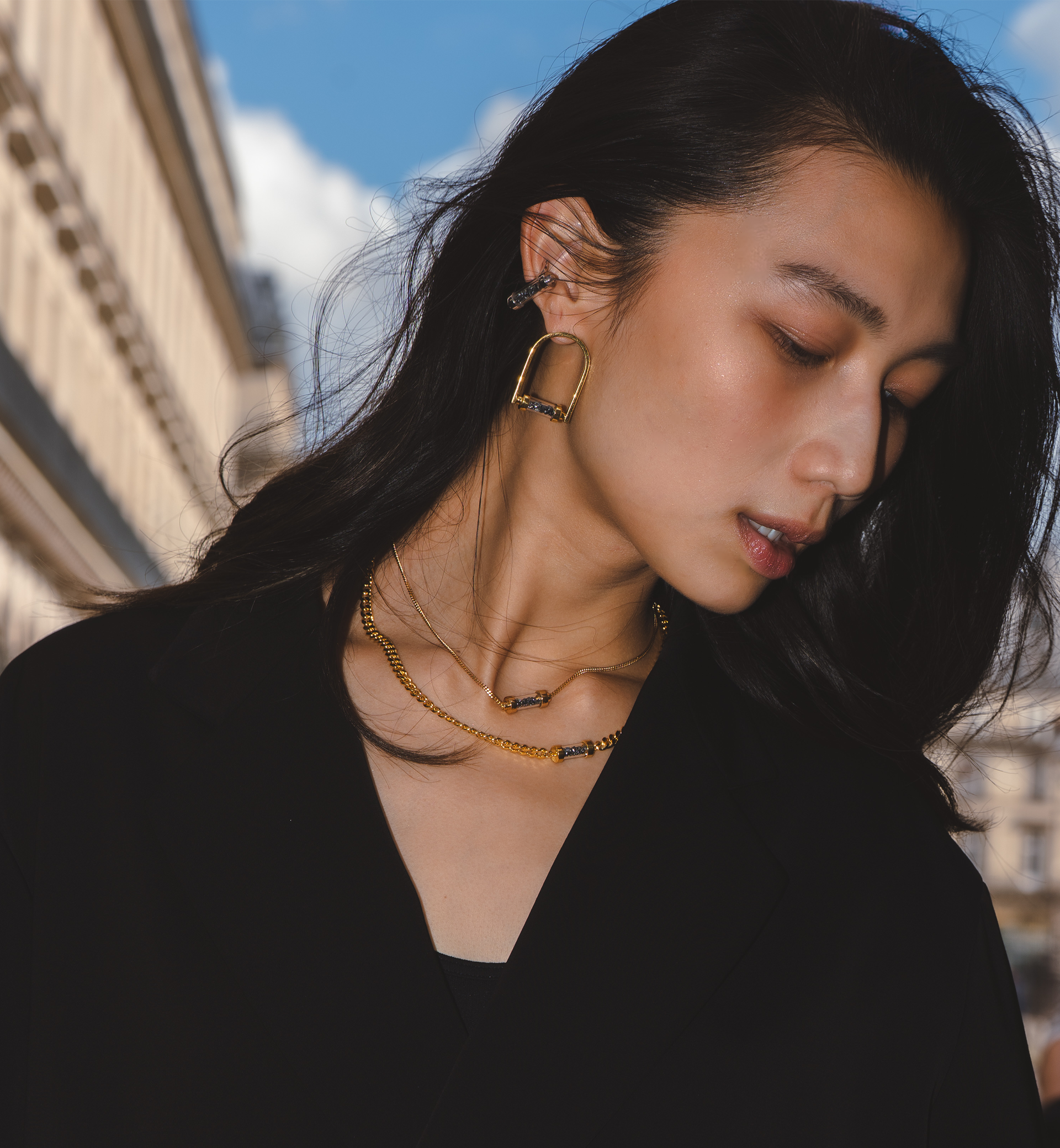Lien Arc gold earring |rd|