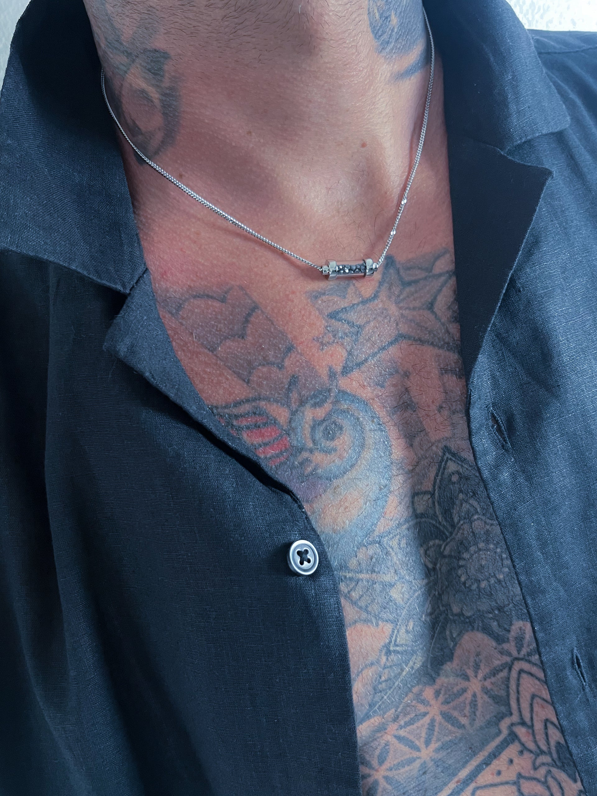 Men's Le Lienn silver necklace |rd|